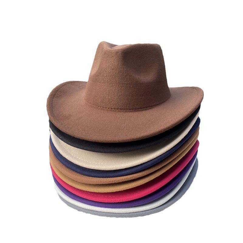 Cross-Border Hot-Selling New Western Cowboy Hat Felt Top Hat British Retro Jazz Hat Manufacturer Wholesale Supply Is Stable