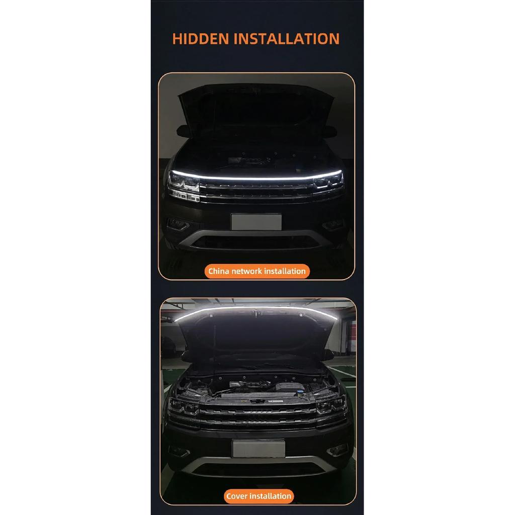 LED Car Hood Atmospheric Light Bar Waterproof Car Exterior Decorative Lighting Decorative Headlights Ambient Light 12V Universal
