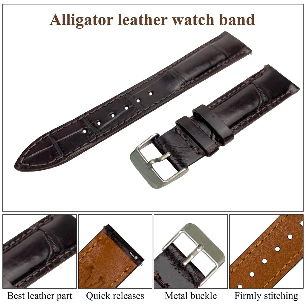 Vietnam Creations 22mm Dark Brown Watch Quick Release Replacement Watch Band with Wrist Handmade for Dark Brown Strap, Buckle, Men, (DH-03-22MM)