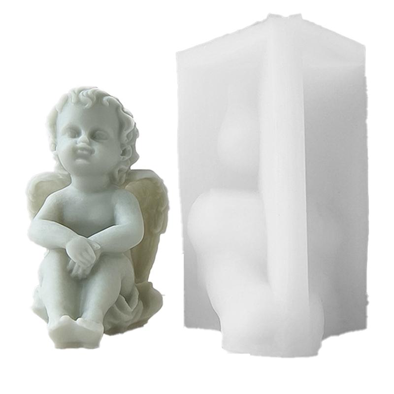 

M-Modern-Lovely Winged Boys Abstract Mould Craft Scented Candle Wax Mould DIY Gypsum Candle Making, A