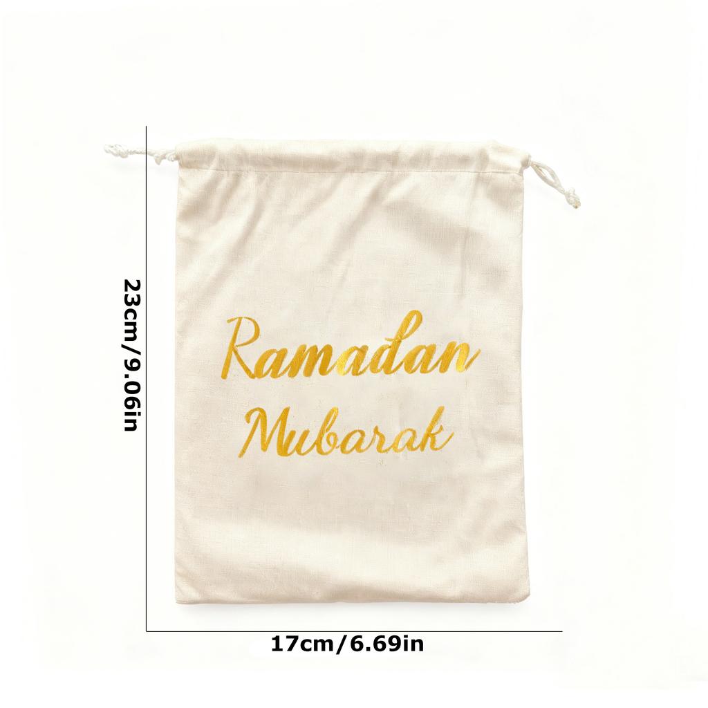 5pcs/1PC 23*17CM Eid Mubarak Velvet Drawstring Gift Bags Ramadan Decorations Gift Bags Ramadan Kareem Party Drawstring Gift Bags