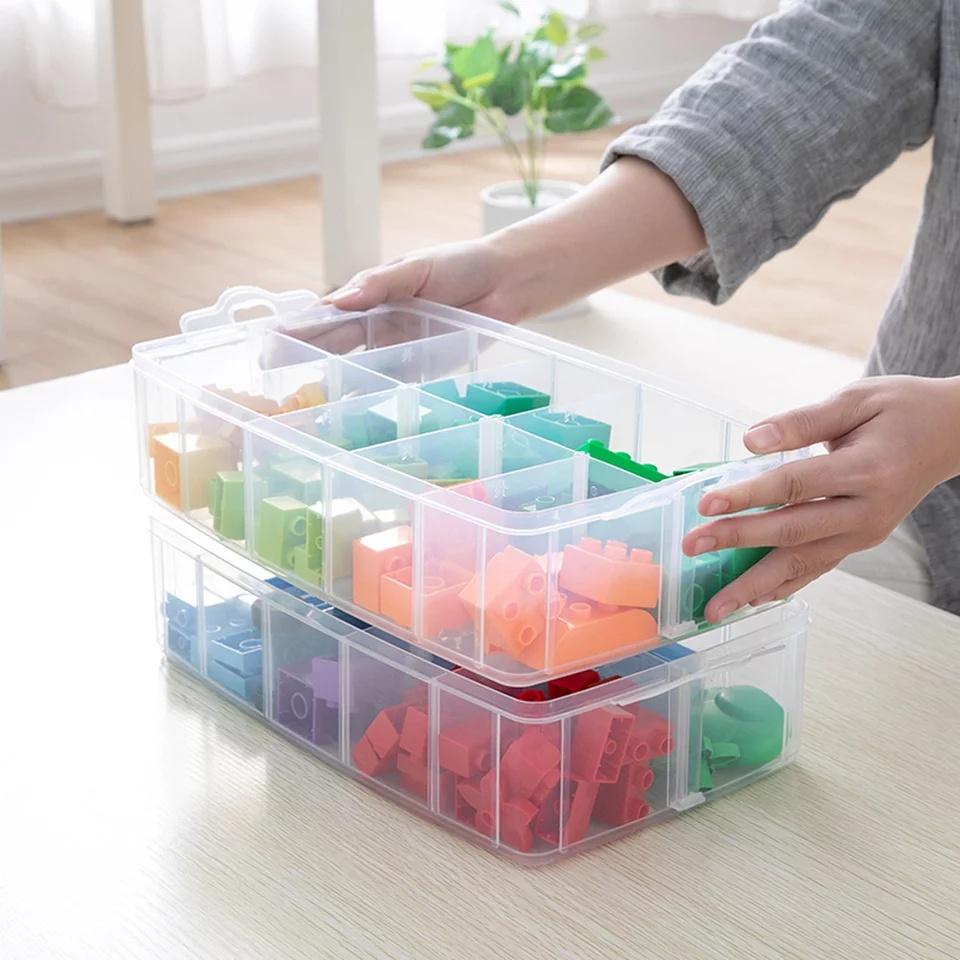 3 Layers Compartments Clear Storage Box Container Jewelry Bead Organizer Case