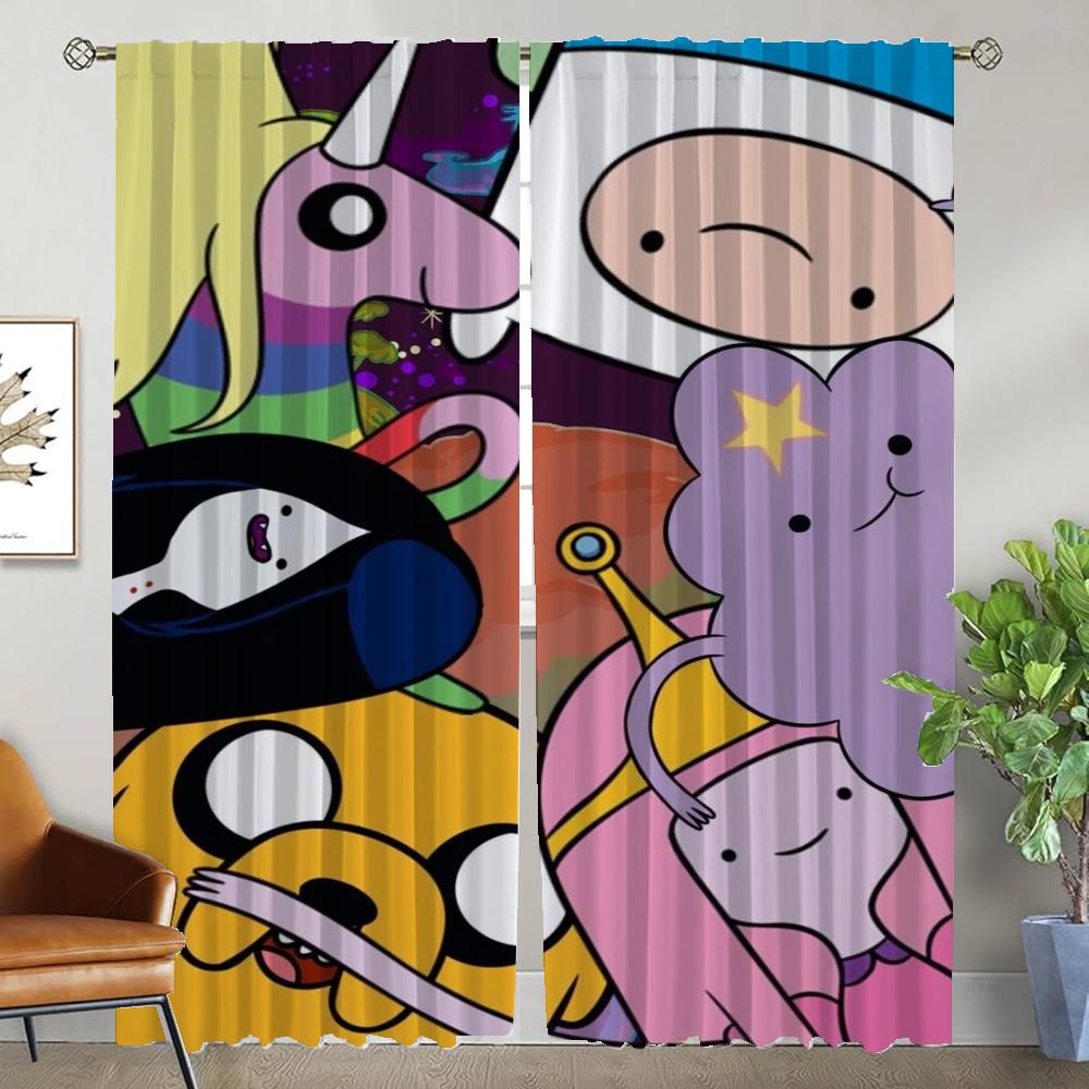 Adventures Time Curtains for Living Room Curtain for Room 2 Panel Partition Home Interior Curtains Shades Halloween Decoration