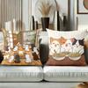 Cute Cat Pillow Covers With Food And Home Scenes Polyester Pillowcase, Sofa Decorative Cushion Cov Headboard Pillow
