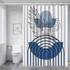 1Pc Blue Bohemian Abstract Leaf Pattern Shower Curtain, Polyester Fabric, Machine Washable, Suitable For Bathroom Decoration