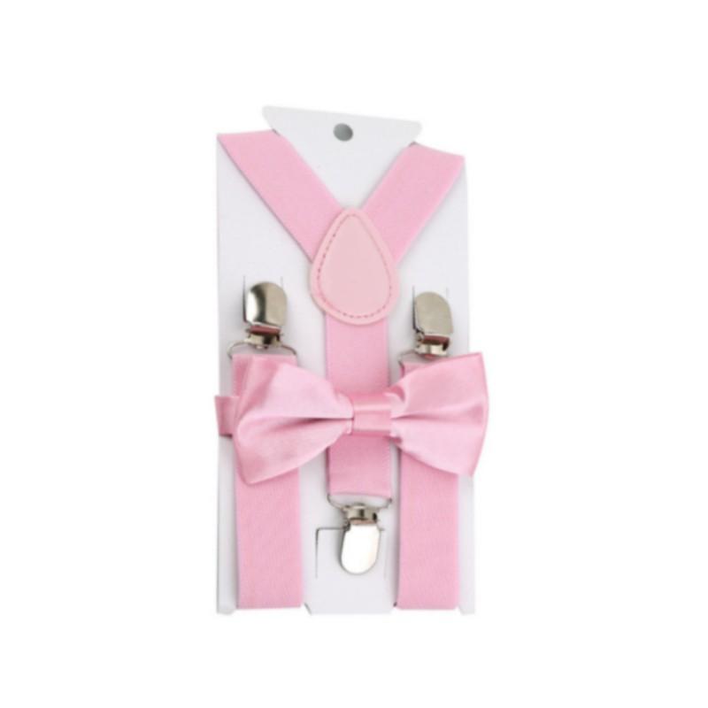 Soild Color Children Belt Bowtie Set Baby Boys Girls Suspenders Clip-on Y-Back Braces Bow Tie Elastic Kids Adjustable