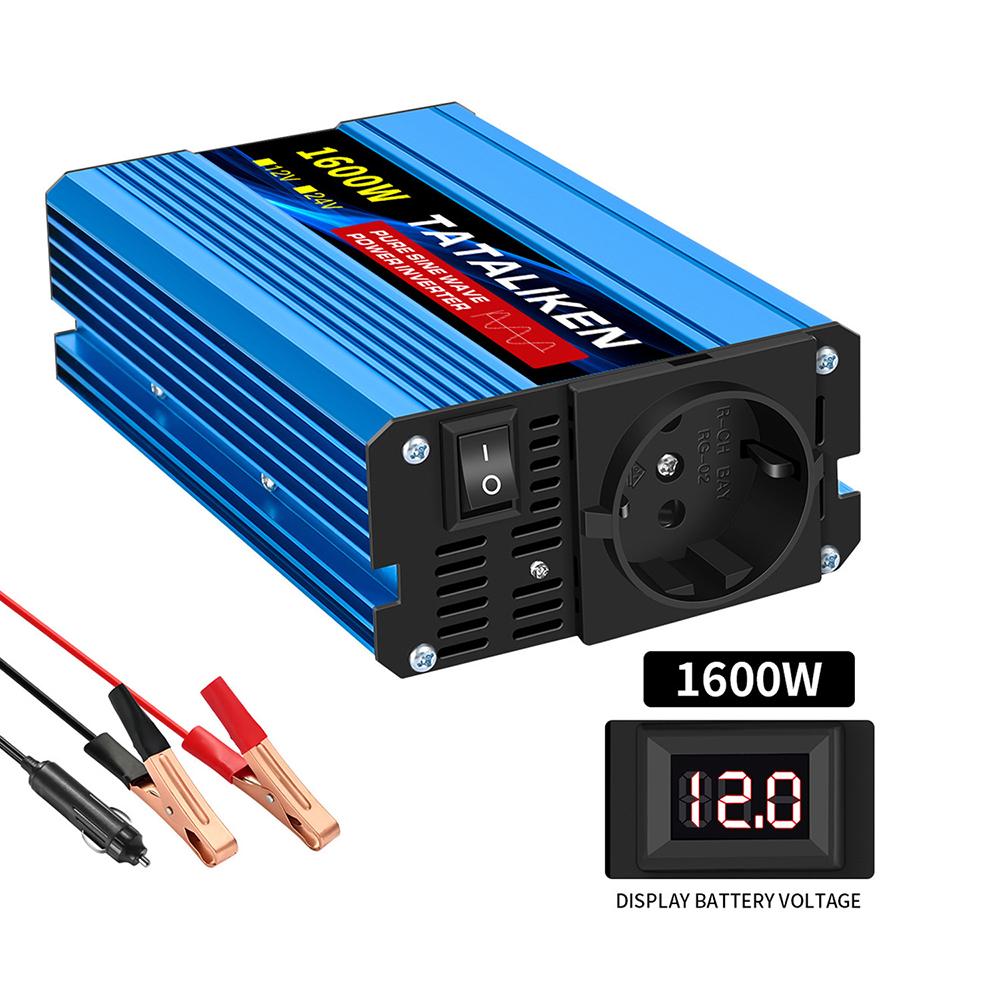 

Pure Sine Wave Inverter 1600W 3000W Car Power Inverter 12V to 220V Voltage Transfer Converter Charging Adapter EU Socket