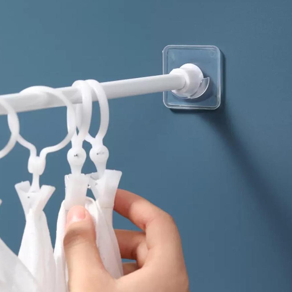 Non Drilling Household Telescopic Pole Support Sticker Nail Free Adjustable Pole Frame Horizontal Bar Wall Hook Fixed Bracket