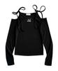 MUCENT Neckline Ribbon Off-Shoulder Tee (3 Colors)