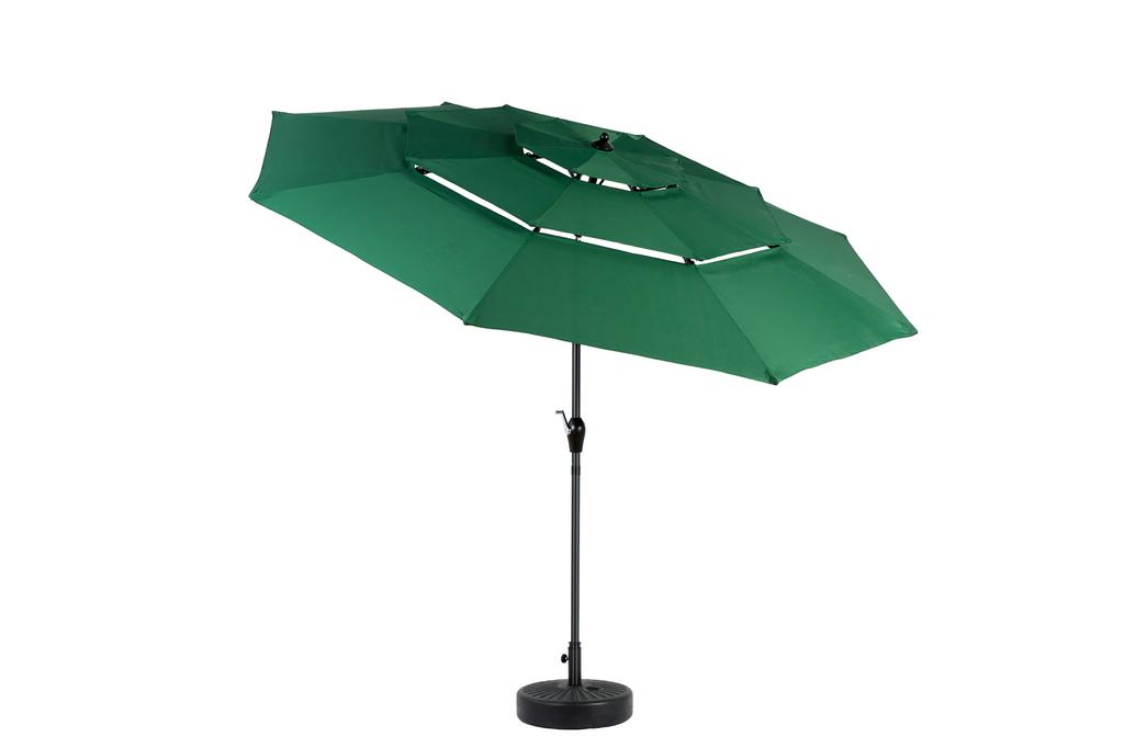 Aluminium 10ft 3 Tier Auto-tilt Umbrella ,Outdoor Patio Umbrella - Market Table Pool Deck Umbrella (Base Not Included) - ( Dark green )
