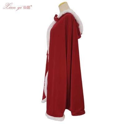 Roter langer Samtschal Weihnachts-Königinnen-Umhang Kapuzenumhang Bühnenauftrittskostüm