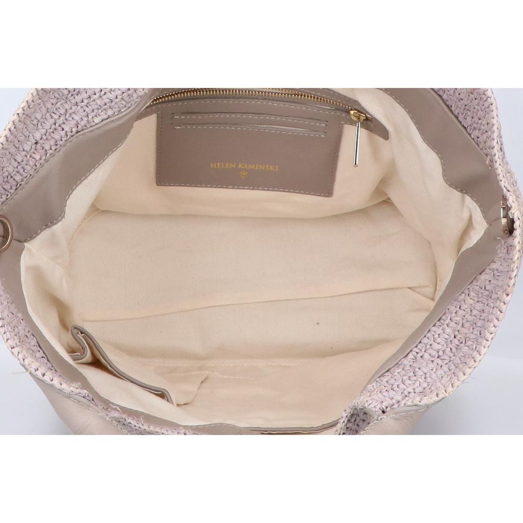Helen Kaminski Cassia S Raffia X Leather 2-Way Shoulder Bag Tote Bag grayUsed