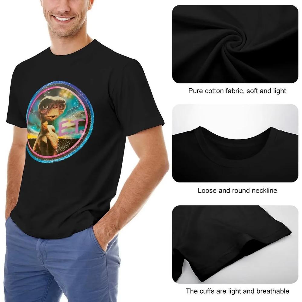 E.T. Iron Transfer 80’s Tee Essential T-shirt Harajuku Motion Tees Creative Fitness Funny Vintag Eur Size