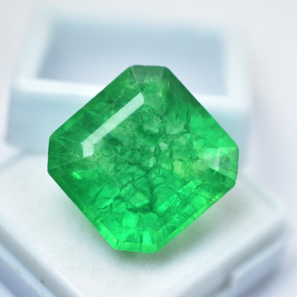 Natural Green Emerald Loose Gemstone 23.80 ct Square Cushion Cut for Jewelry Making and Crafts
