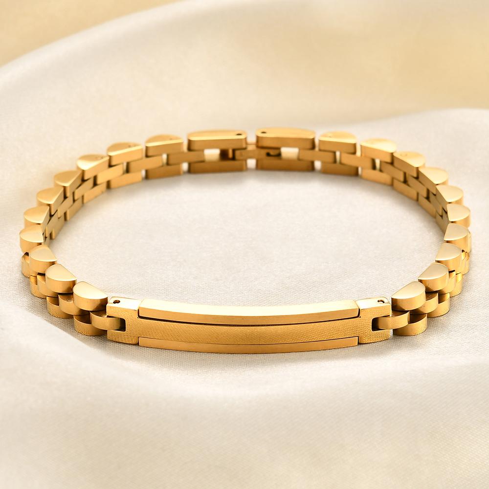 Fashionable New Cross-border 6MM Wide Personalized Curved Stainless Steel Bracelet with Laser Logo