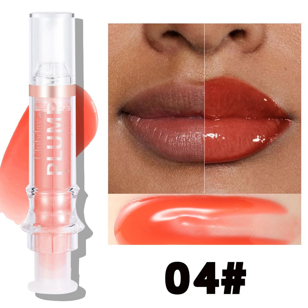 Clubday Lip Plumping Booster Syringe Lip Oil Hydrating Mirror Glossy Liquid Lipstick Dewy Plump Tint Long-Lasting Nourishing Makeup Cosmetics