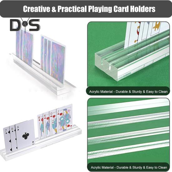 2Pcs Clear Plastic Playing Card Holders Large Capacity Clever Slot Design Playing Card Holder Tray Game Accessories