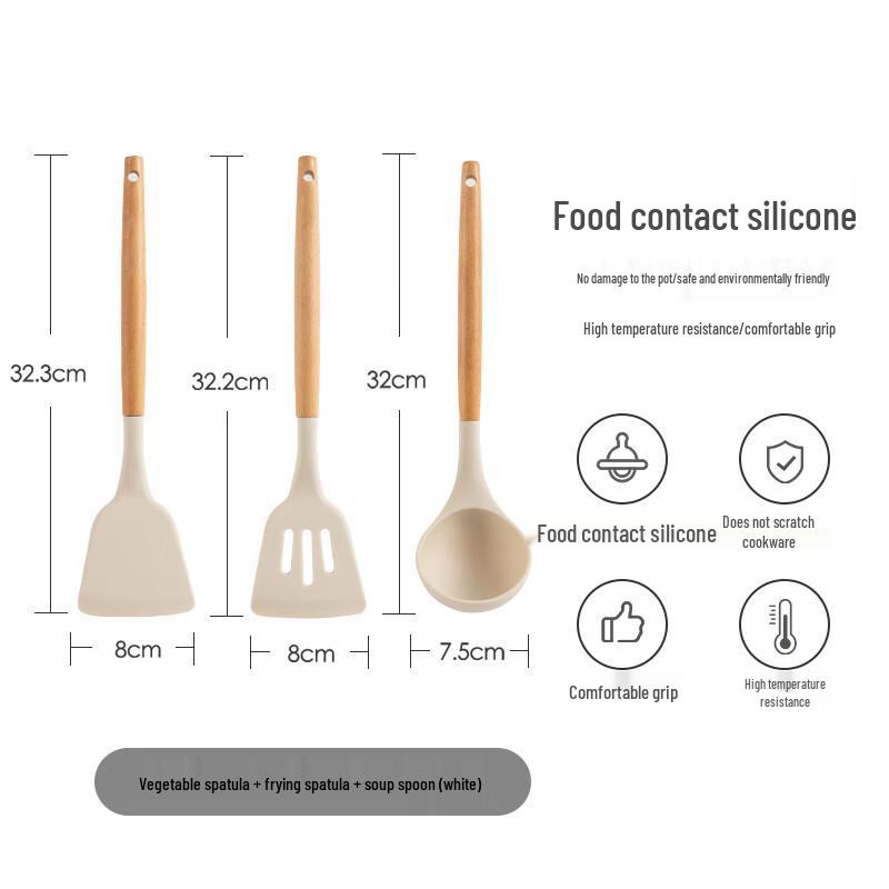 3-Piece Silicone Cooking Utensil Set for Non-stick Pans