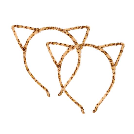 2ks Čelenky s kočičími uši Leopardí potisk Černá kočka Kotě Zvířecí uši Vlasová obruč Halloweenská kostýmová párty Cosplay doplňky