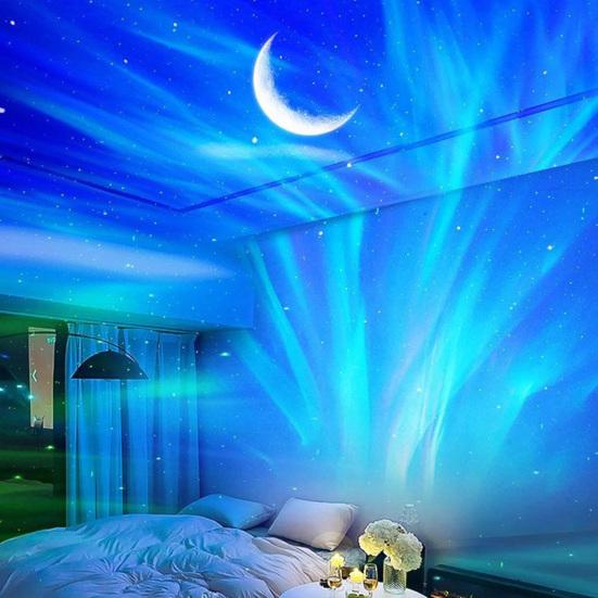 LED Ambient Light Moon Projection with Bluetooth-compatible Speaker, USB Aurora Night Projector Lamp, Lamp for Bedroom Ceiling Decoration