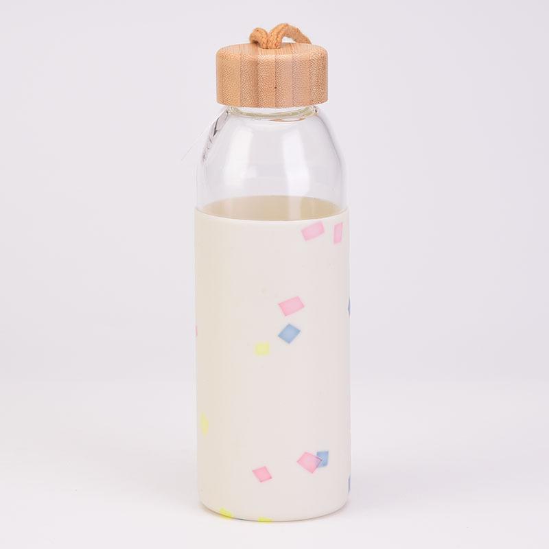 Creative Glass Water Cup, Silicone Protective Cover, Thermal Insulation Glass, Single-Layer Outdoor Glass Water Bottle