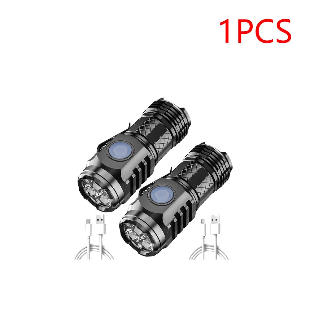 1-5PCS Compact Camping Torch 5 Lighting Modes 300LM Mini Handheld Flashlight Non Slip USB Charging Waterproof for Camping Hiking