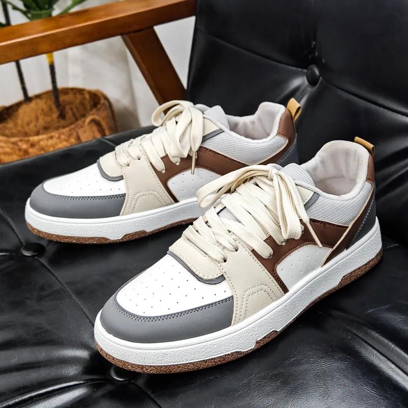 

Брендовая мужская кожаная обувь 2024 года, дизайнерская удобная дышащая мужская повседневная спортивная обувь, новые мужские туфли на плоской подошве со шнуровкой и толстым дном 39