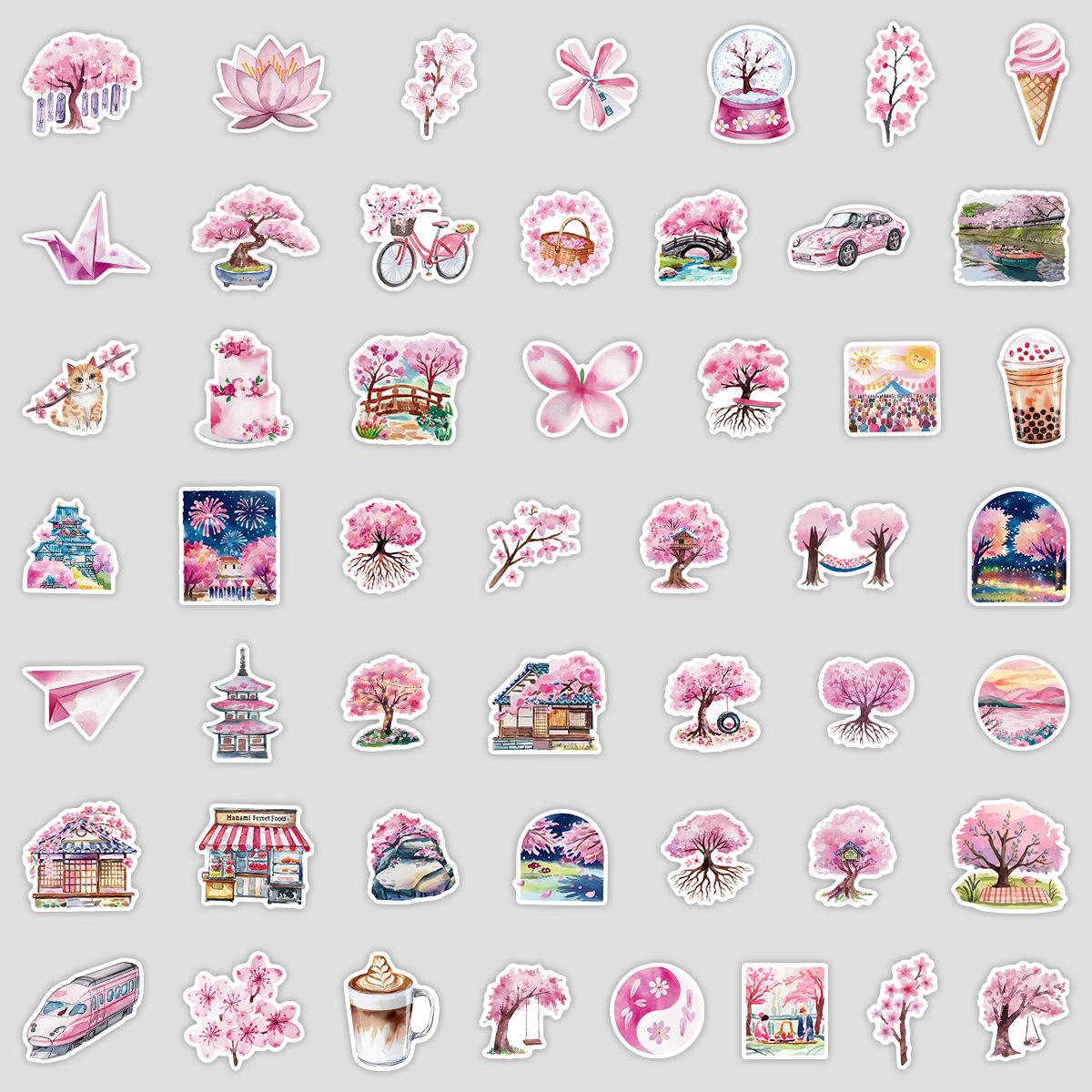 

50 Pink Sakura Series Graffiti Stickers Creative DIY Sakura Stickers Mobile Waterproof Decorative Stickers