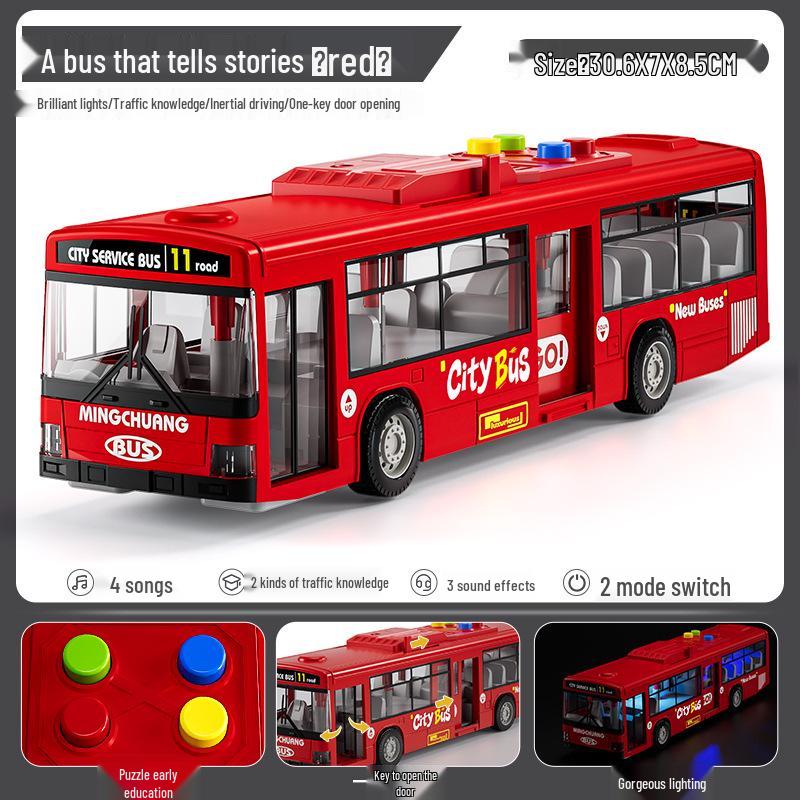 Children's Large Bus Toy with Opening Doors and Music – Public Bus Model for Boys