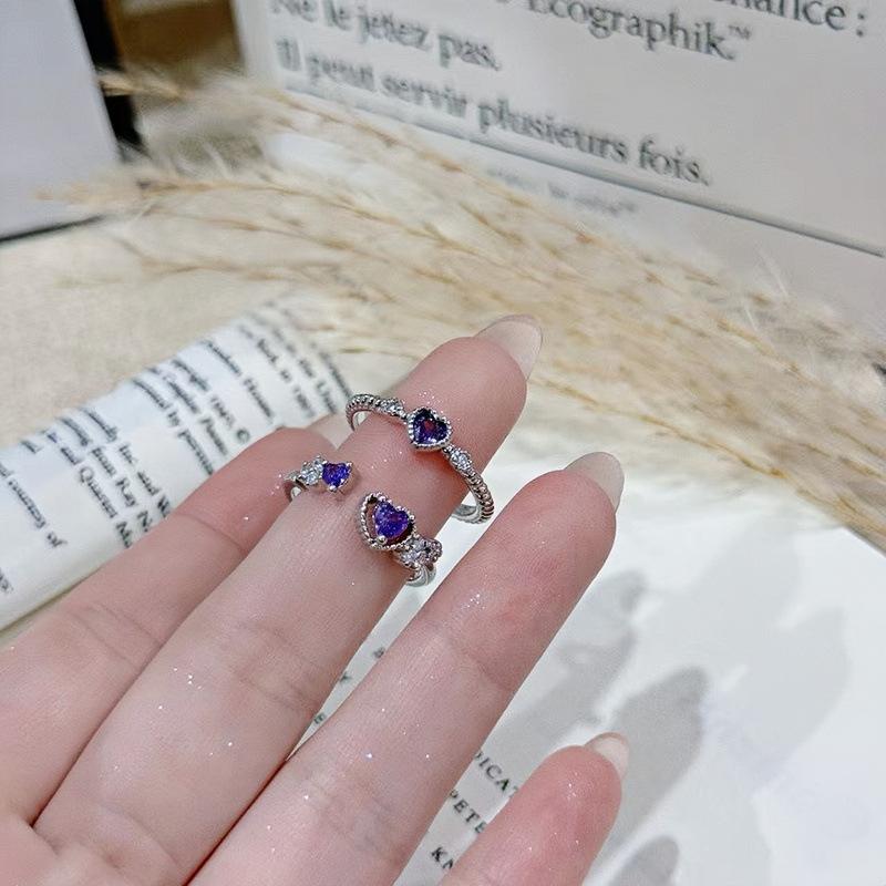 Stacked Wearing A Girlfriend Girl'S Sweet And Romantic Purple Diamond Open Ring, A Woman'S Frigid Wind Simple And Exquisite Ring