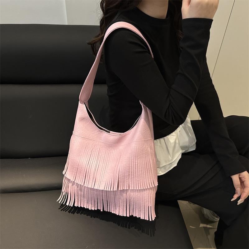 Summer New Niche Tassel Large Capacity Retro Casual Shoulder Underarm Tote Bag Women's Bag