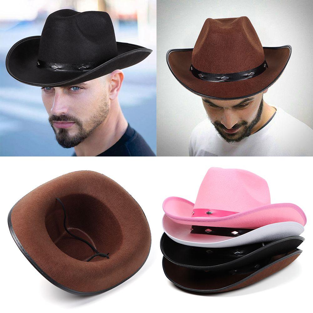 Creative Polyester Fancy Dress Cowgirl Studded Cowboy Hat Wild West Cap Western
