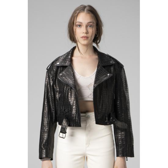 

Женская куртка H.quinn Crop Biker Женская кожаная куртка XL чёрный