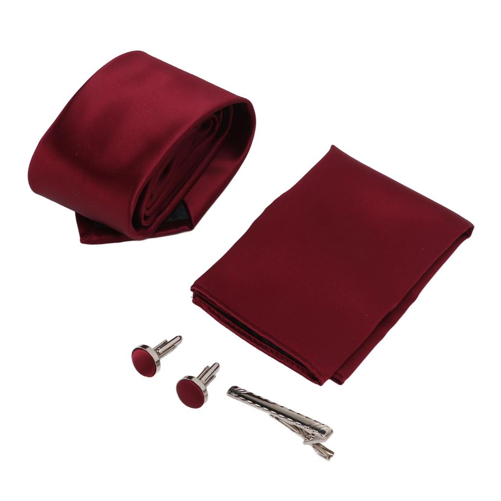 Mens Tie Set with Handkerchief Tie Clip Cufflinks Classic Design Business Leisure Style Delicate