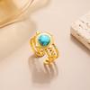 Europäischer und amerikanischer Titanstahlring mit Blumenöffnung, vergoldeter High-End-Zeigefingerring, farbenfroher, vielseitiger Ring, Schmuckgeschenk