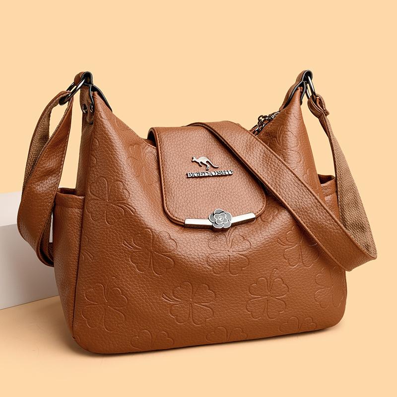 Soft Leather Large Capacity Crossbody Bag Women's Shoulder Bag Middle-aged Mother Bag