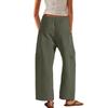 Women's  Fashionable Loose Solid Color Elastic Waist Pocket Straight Leg Casual Pants