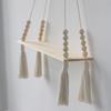 Handwoven Cotton Rope Wall Hanging - Bohemian Plant Shelf with Wood Board, Natural Fiber Decor for Living Room & Bedroom
