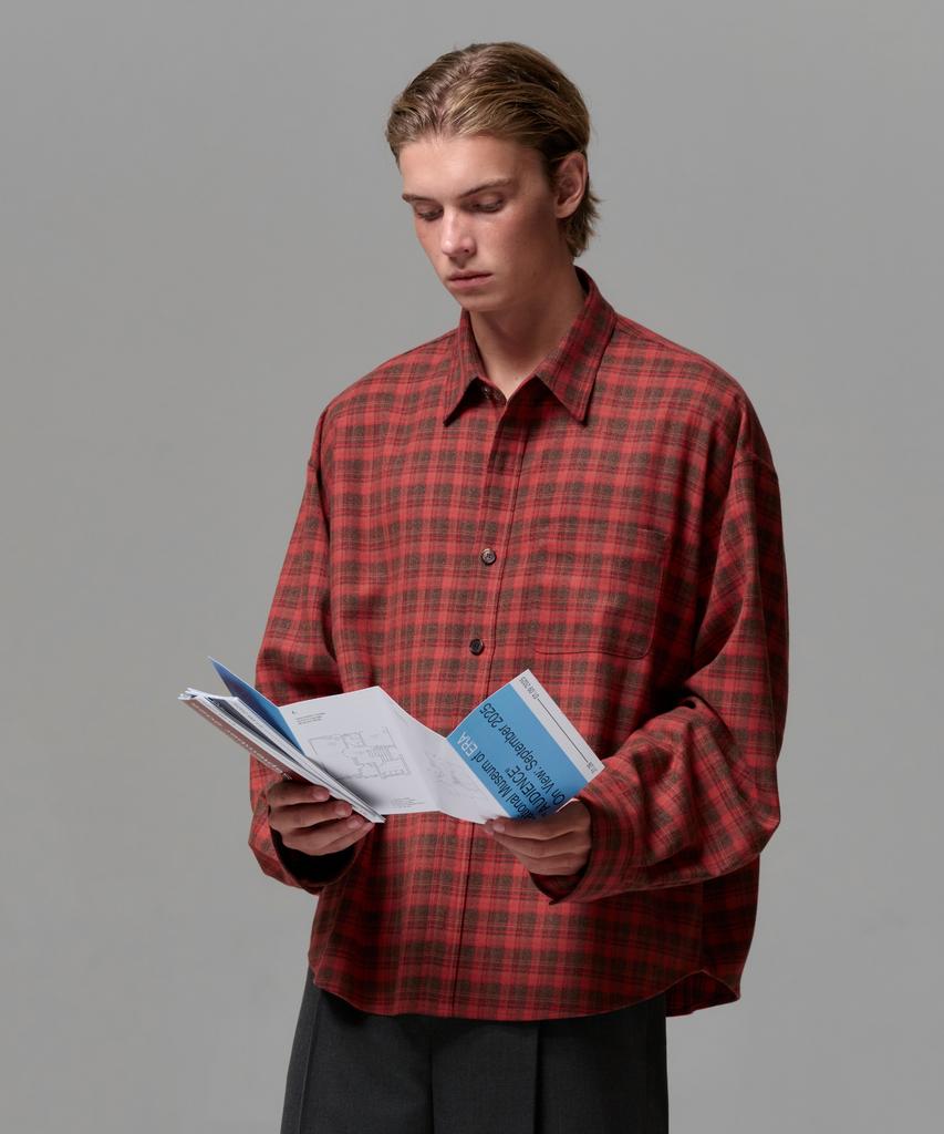 Ira Unisex Vintage Check Shirt - Red