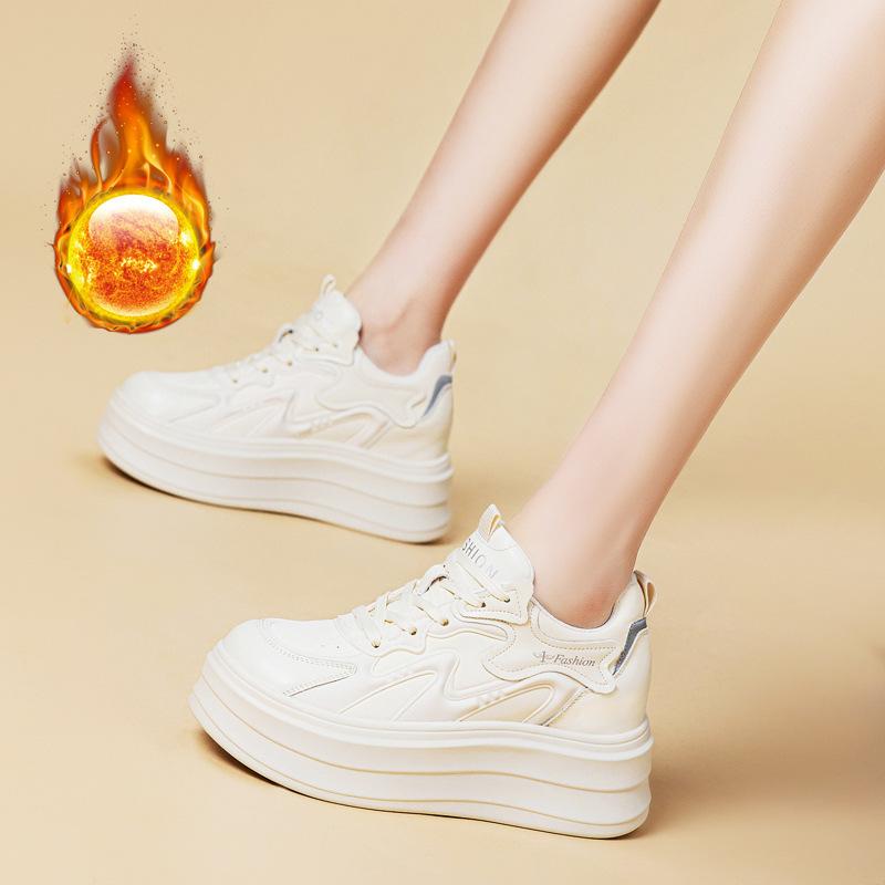 Wedge Sneakers With Lace Up Design Round Toe Non Slip Thick Sole Casual Daily Walking Shoes Available In Black Red White Laces F