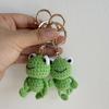 Handmade Crochet Frog Keychain Green Amigurumi Bag Charm Cute Animal Lovers Gift Kids Backpack Accessories, Eco-Friendly Keyring