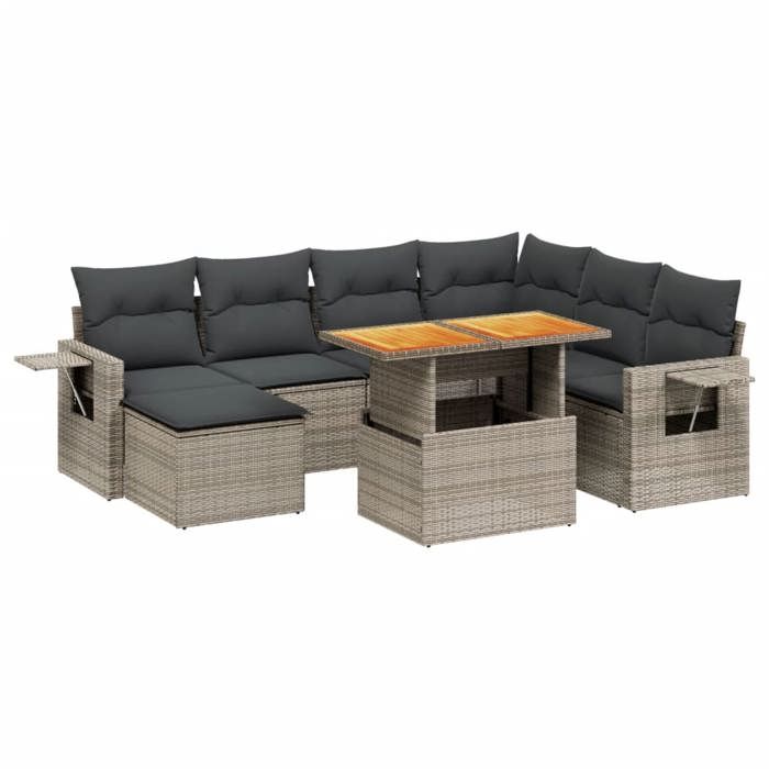 VidaXL Garden Lounge Set with Cushions 8 Pcs, Patio Sofas, Patio Furniture Set, Outdoor Furniture, Grey 3271872