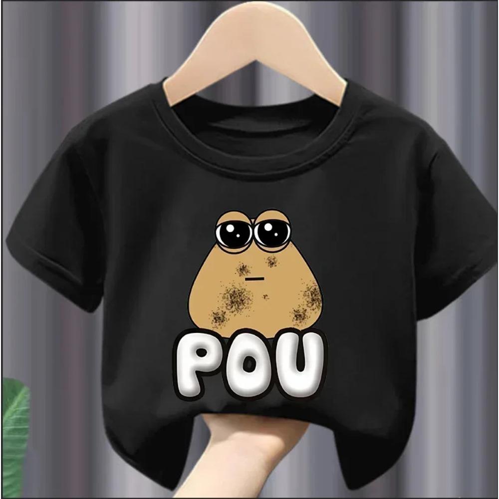 Christmas Cute My Pet Alien Pou Print Kids T-shirts Cartoon Summer Short Sleeve Baby Tees Tops Boys Girl Clothes Tshirts Y2k
