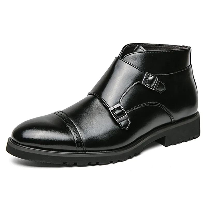 Heren Chelsea Boots Retro Dress Boots Mode Gespsluiting Enkellaars voor Man Formele Zakelijke Laarzen Elegante Sociale Oxfords 41