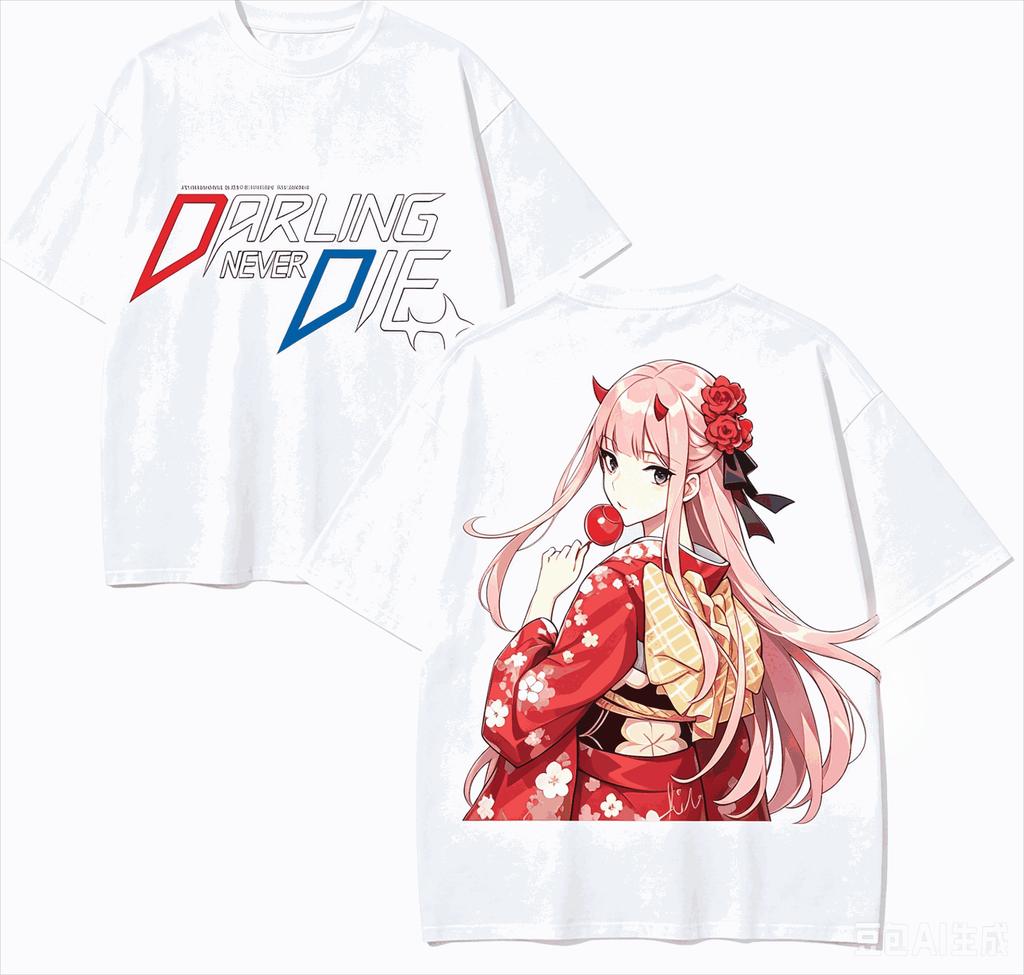 T-shirt per Amanti dell'Anime Darling In The Franxx Harajuku Cotone NuovoModello High Street Retro Oversize Unisex Harajuku T-shirt di Alta Qualità