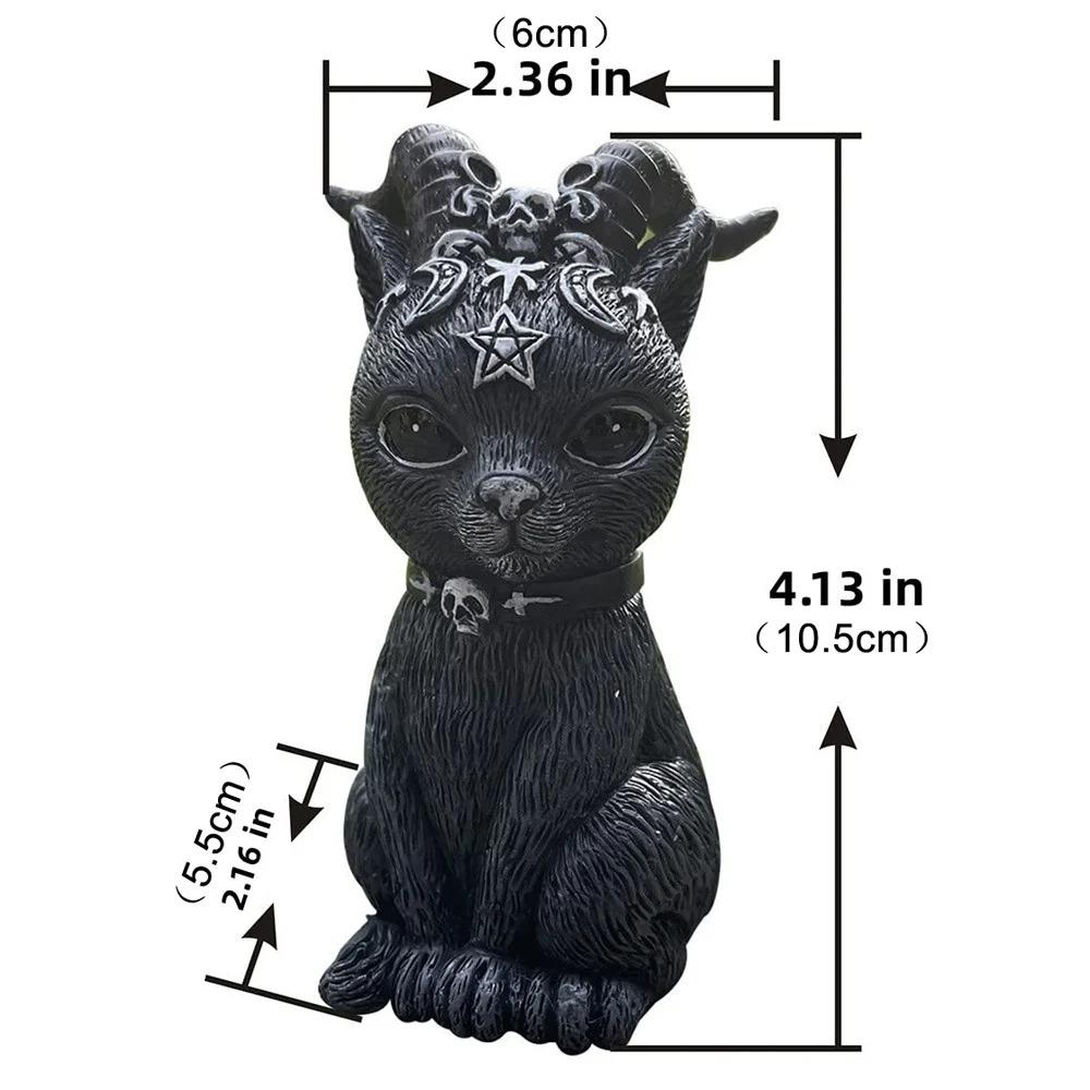 

1PC Black Cat Statue Witch Gothic Decor Hand Painted Sculpture Halloween Desk Ornament Mysterious Cute Figurine Home Decor