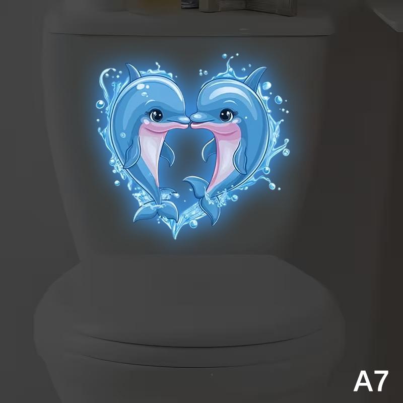 Glow-In-The-Dark Girl Dolphin Toilet Sticker Luminous Self-Adhesive Vinyl Wall Sticker Bathroom Wall Or Window Decoration