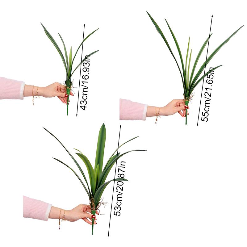 1Pc Fake Flower Shopping Mall Decoration Soft Rubber Home Decor Simulation Green Plants DIY Artificial Cymbidium Leaves Plastic