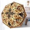 1 Stück Blumiges Mandala Automatischer Faltregenschirm Kompaktes 8-Rippen-Design, Langlebiger Eisenrahmen für Reisen, Outdoor, a0920103