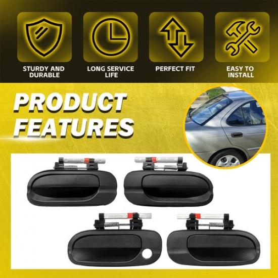 4X Front Rear Left Door Outer Right Handle Black 2000-2006 Set For Nissan Sentra